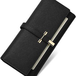 CLUCI Leather Wallet for Women Slim Designer Trifold Ladies Credit Card Holder